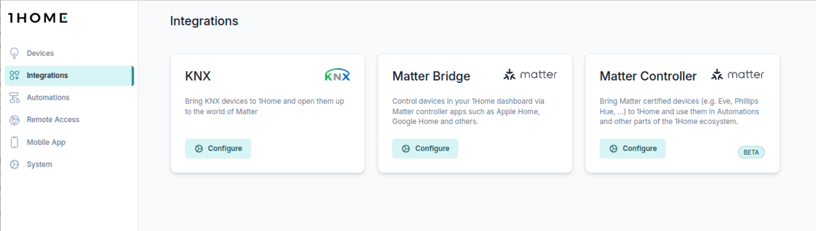 1Home Integrationen