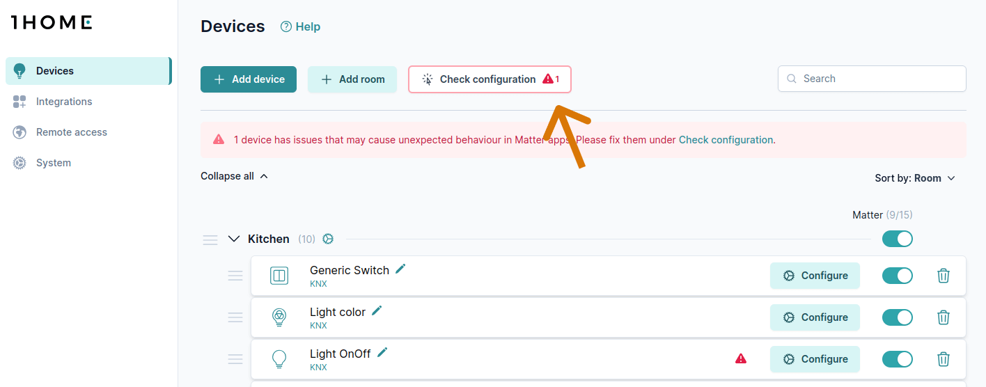 Check configuration for all devices