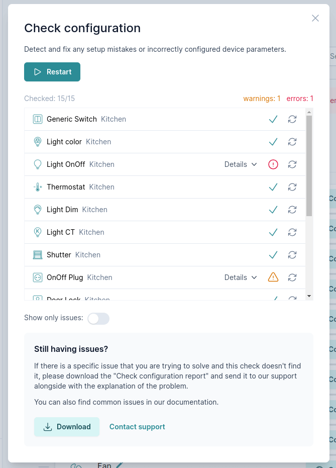 Check configuration