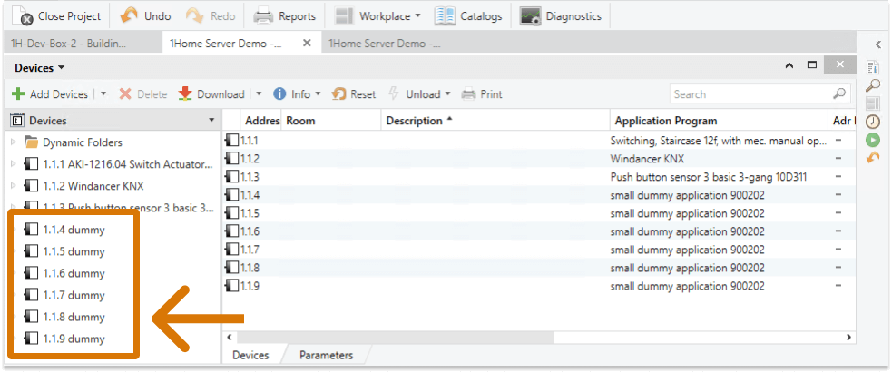 lista de dispositivos "dummy"