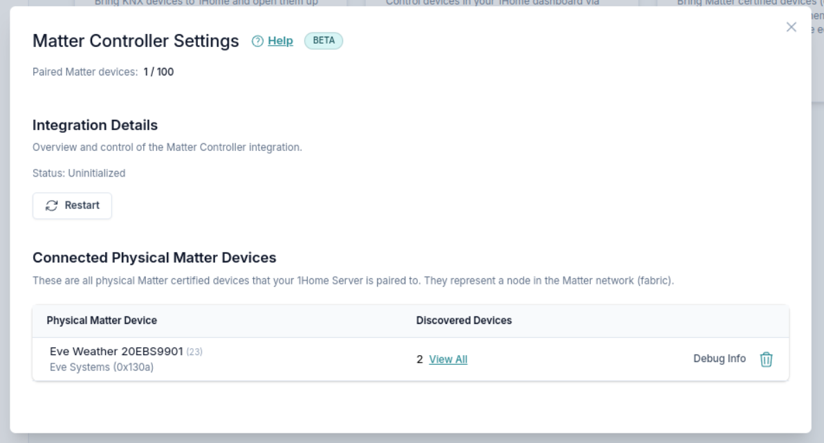 Matter Controller-Integration Details