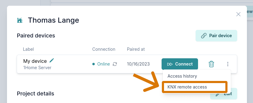 KNX Fernzugriff navigieren