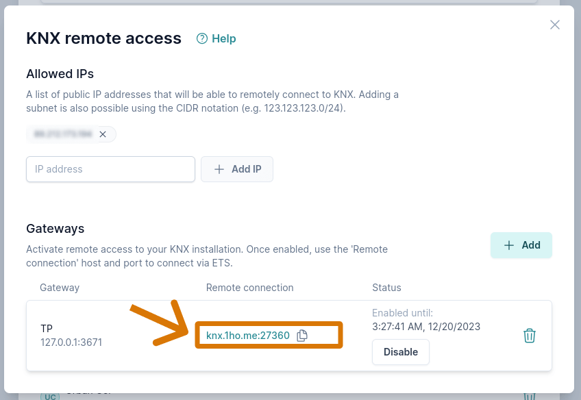 URL acceso remoto KNX