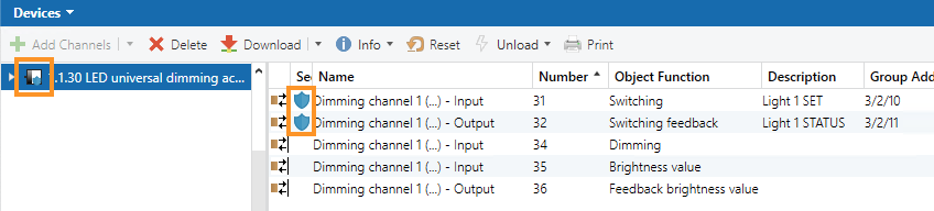 Secured group objects