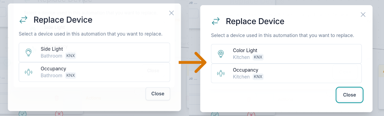 Replace device change