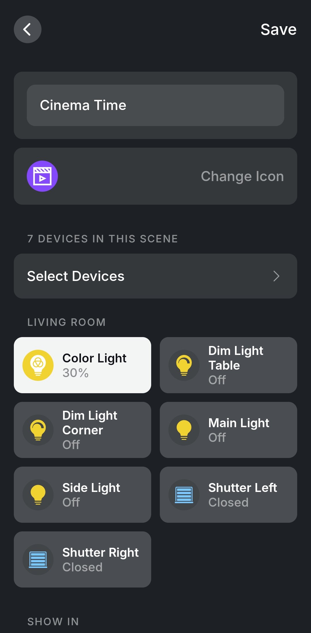 Select icons & devices