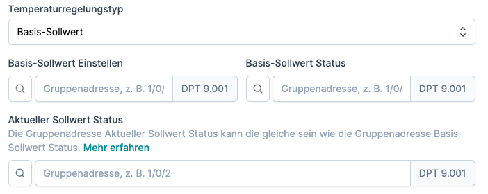 Temperaturregelungstyp: Basis-Sollwert