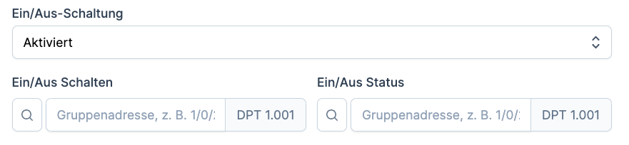 Thermostat Ein/Aus-Schaltung Konfiguration Screenshot